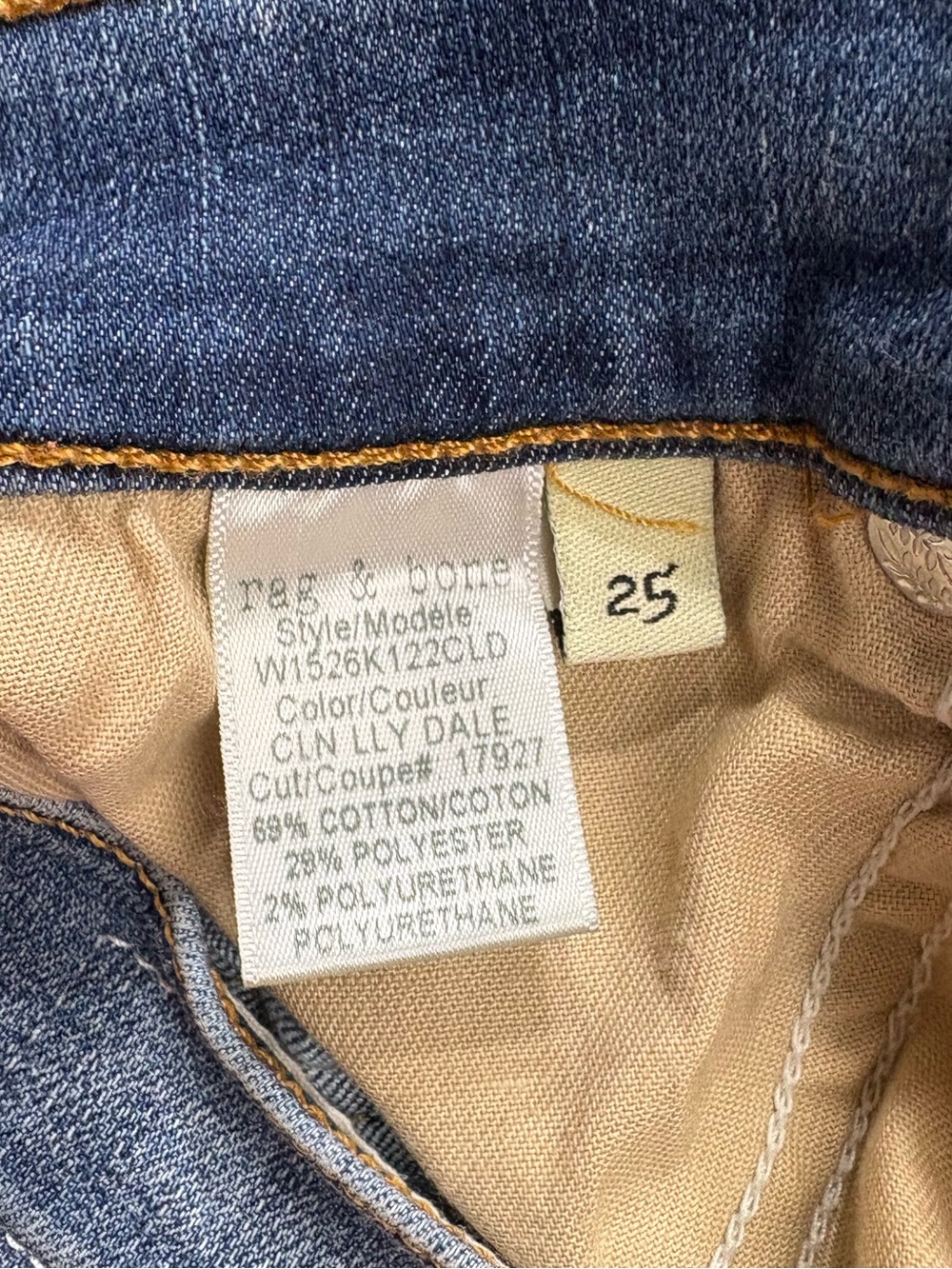 Rag & Bone medium / dark wash skinny jeans with frayed hems size 25n - Picture 6 of 12